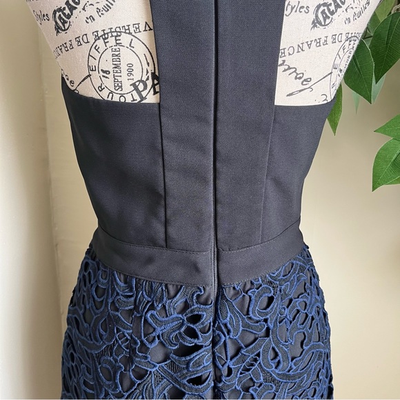 Adelyn Rae Sasha Mock Neck Tulip Hem Dress Navy Black Sz S - Picture 12 of 16